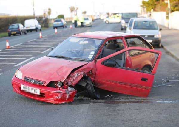 RTC WORTHING - BETWEEN GRAND AVE AND HEENE RD EASTBOUND - 74 YEAR OLD GLANCED OFF PARKED CAR INTO WALL AND THEN LAMPOST