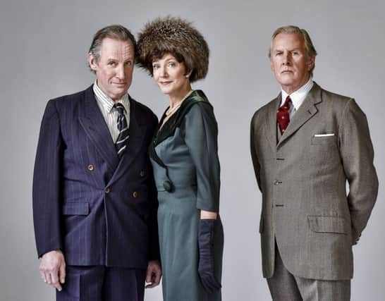 Nicholas Farrell, Belinda Lang and David Robb in Single Spies. Photography by Hugo Glendinning