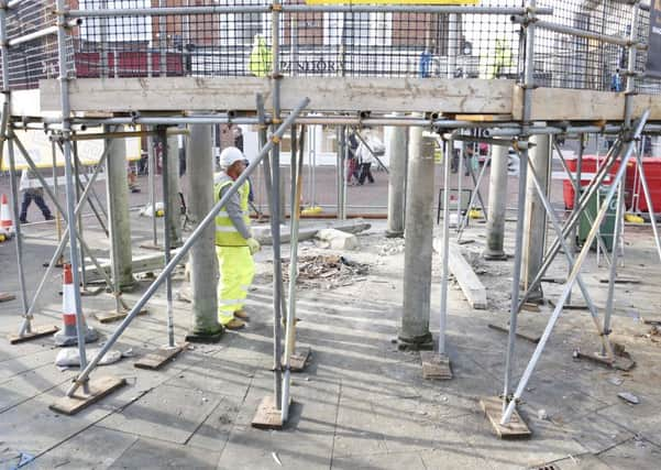 Columns are all that remain of the bandstand. Picture by Eddie Mitchell.