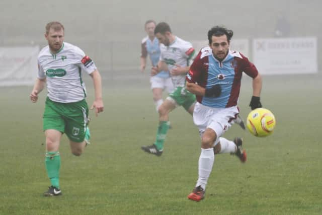 Billy Medlock on the charge for Hastings United during their 2-0 win at home to Guernsey on Saturday. Picture courtesy Joe Knight