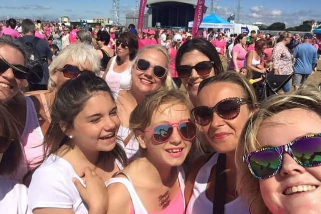 Wearing pink for last year's Race for Life. Janine is hoping to take part this year