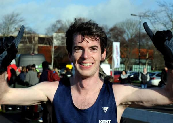 Paul Pollock celebrates his victory / Picture by Kate Shemilt