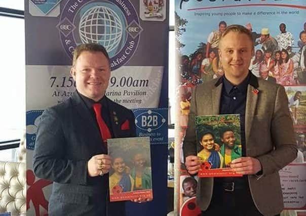 1066 Federation of Small Businesses chairman Brett MacLean and Pestalozzi International Village Trusts James Bacon, who was guest speaker at the Chairmans Business and Community Breakfast Club. 4aZcoMzlrmMl4rXw1JQJ