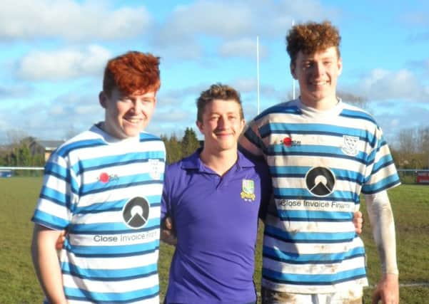 Max Molyneaux (left), coach Jack Hornibrook (middle) and Jack Ryder