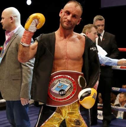 Ben Jones fighting Martin Parlagi for the WBO Intercontinental featherweight title during the 'Judgement Day' show at The Troxy, Limehouse, London. October 30, 2015.
James Boardman / Telephoto Images
+44 7967 642437 SUS-160229-204033002