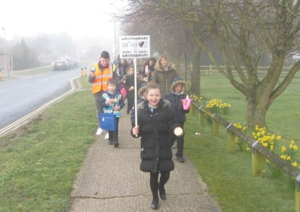 Pupils from River Beach School in Littlehampton during the Big Noisy Walk In event