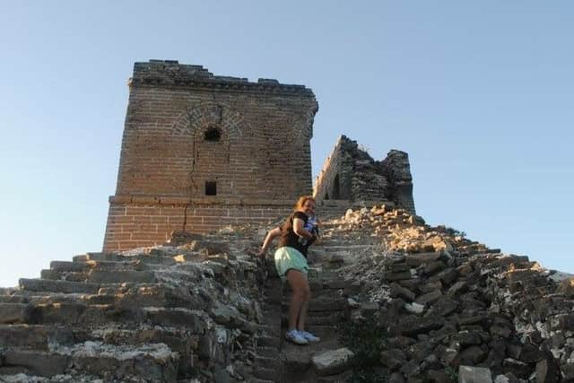 Climbing the turret on the Great Wall of China last August