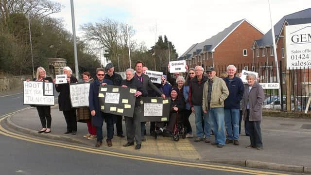 Labour councillors and protestors are calling for a roundabout at the junction of Elphinstone Road and The Ridge, Hastings SUS-160704-100811001