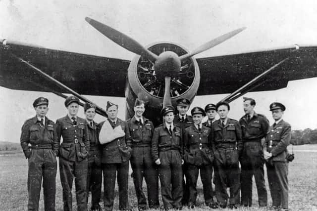 Bob Large (3rd from right) with fellow No 161 Squadron pilots in 1944