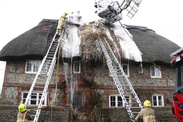 Thatch fire in Shripney. By Eddie Mitchell