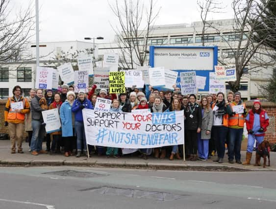 Junior doctors strike Worthing Hospital February 10 2016 SUS-161002-122404001