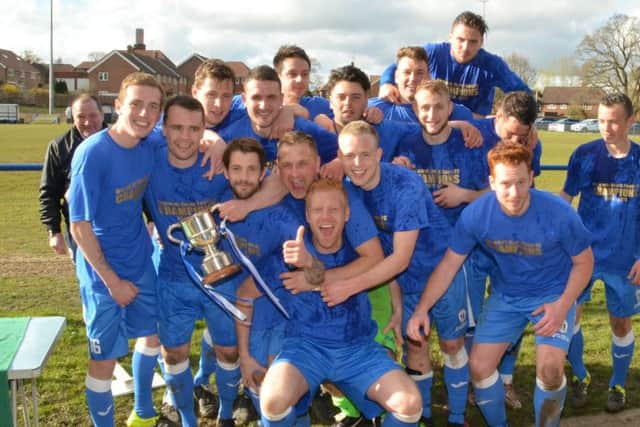 Haywards Heath Town are awarded SCFL Division 1 Trophy. Picture Grahame Lehkyj