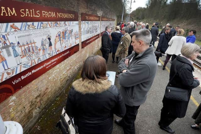 Launch of the Bayeux Tapestry Mural at Battle Station. SUS-160704-121713001