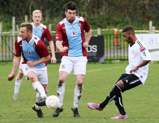 Action from Hastings United's 4-2 win at home to Molesey on Saturday. Picture courtesy Joe Knight