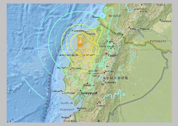 A map showing the earthquake zone. Photo: USGS