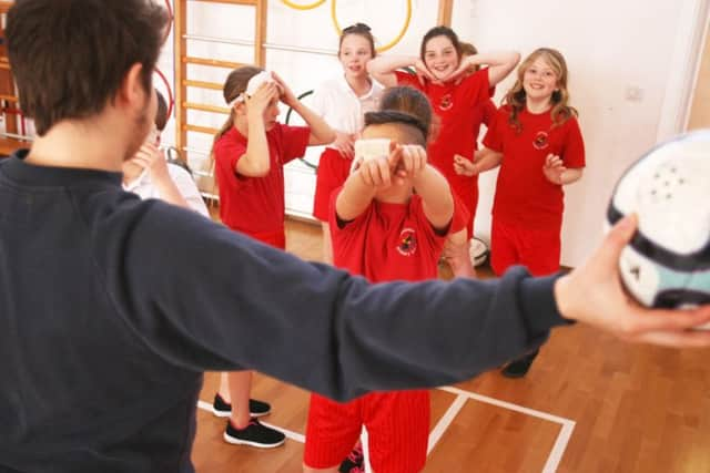 DM16110820a Blind football at Lyminster Primary School