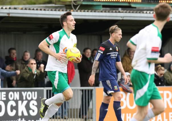 My ball! Jason Prior hurries back for the reatart after his second v Hendon / Picture by Tim Hale