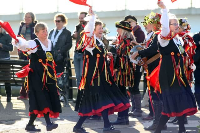 DM16114772a.jpg Sompting Village Morris dancing in Shoreham on May Day morning. Photo by Derek Martin SUS-160105-204628008