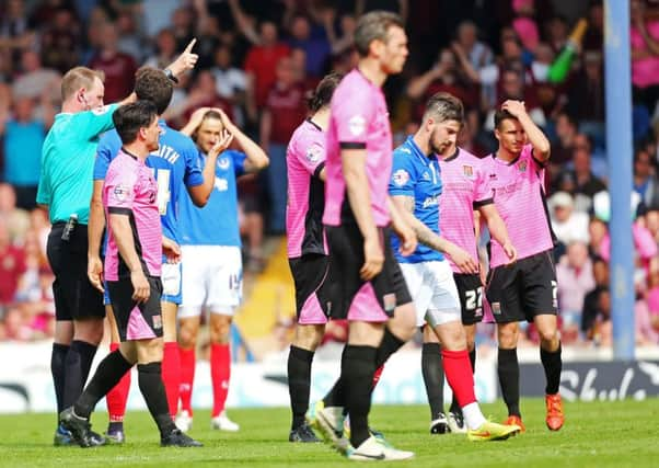 Kieron Freeman is sent off. Picture: Joe Pepler