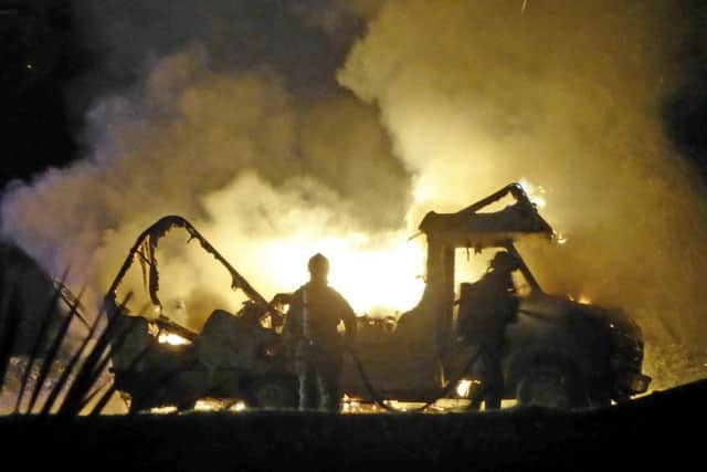 Firefighters at the scene of the blaze on Bernard Road, Worthing