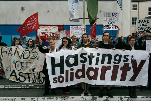 Demonstrators in Priory Square before their march