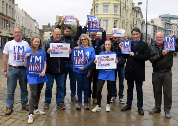 Pro-EU campaigners during the Stronger In launch