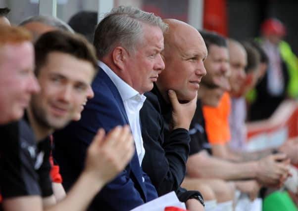 Crawley Town FC Manager Dermot Drummy and his assistant Matt Gray. 07-05-16. Pic Steve Robards  SR1613200 SUS-160705-170557001