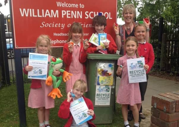 Carrie Cort with William Penn Primary School pupils