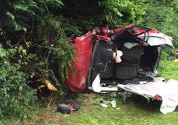 The Vauxhall Mokka flipped and a passenger had to be rescued by cutting off the roof. Photo courtesy of East Sussex Fire and Rescue Service