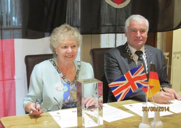 Burgess Hill mayor Anne Jones with Mayor of Schmallenberg Burgermeister Bernard Halbe