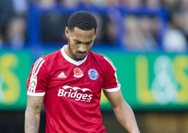 Jordan Roberts (Aldershot Town) in action against Portsmouth in the FA Cup. Picture by Barry Zee