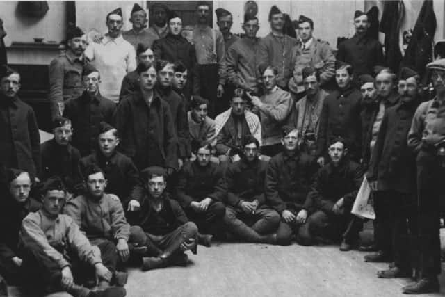 Recruits with the Royal Sussex Southdown Battalion in 1915. Note how young some of them look