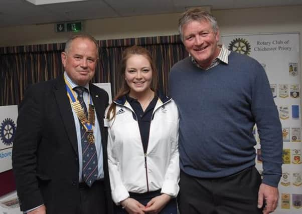 Yasmin Cooper with Rotary president Peter Jones and dad Wayne