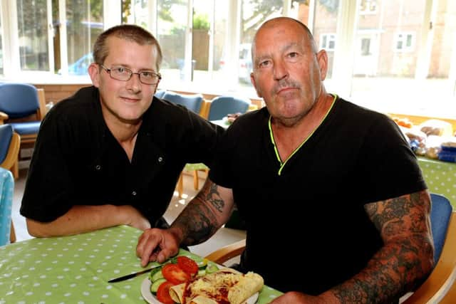 Mark Brocklehurst at The Empty Plate CafÃ© with Mark Herzig. Picture: Steve Robards