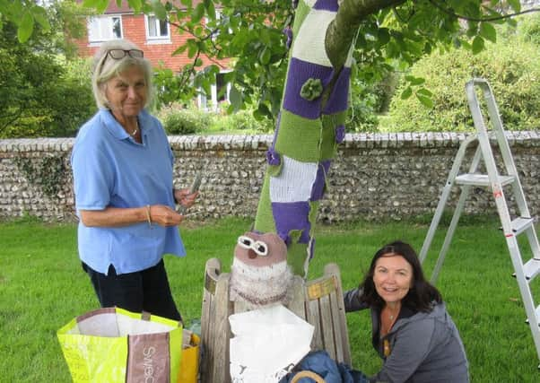 Singleton and East Dean Women's Institute president Kate Shaw and Larrie Robinson start to install the tree decoration