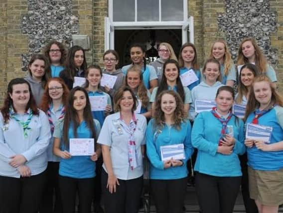 Girlguiding Sussex West award recipients with county commissioner Amanda Teasel at Arundel Town Hall