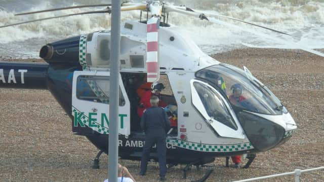 The Kent Air Ambulance on the beach by Marine Court. Picture by Paul Ashton. SUS-160714-175404001