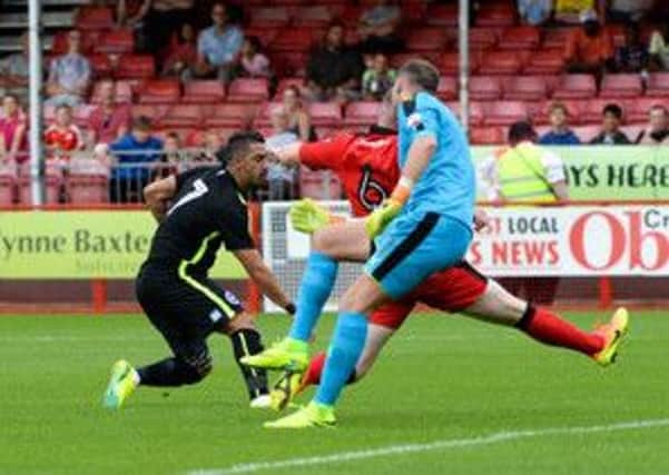 Beram Kayal openes the scorings for Brighton & Hove Albion against Crawley Town. Picture by Phil Westlake.