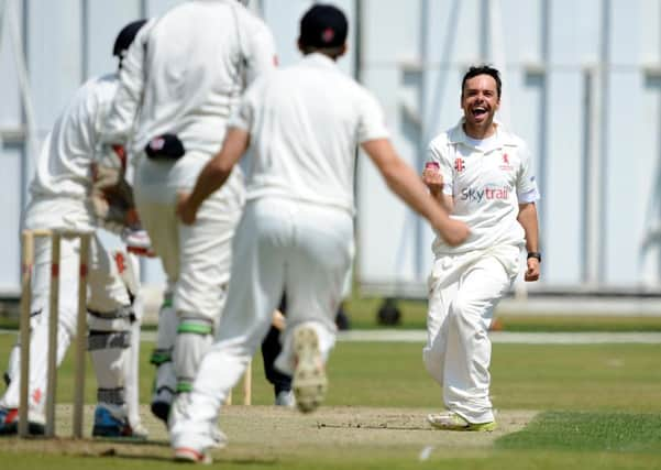 Cricket Cuckfield (batting) v Horsham. Michael Monday (bowliing) celebrates an lbw. Pic Steve Robards  SR1622402 SUS-160725-140745001