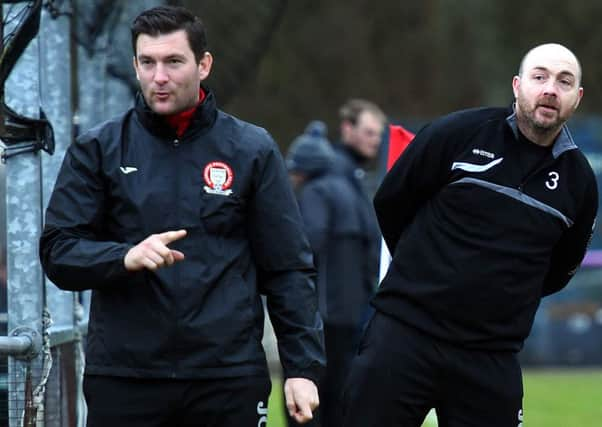 FOOTBALL: Sussex County Football League Division One. Hassocks FC v Hailsham Town FC. Pictured are Hassocks manager's L-R Phil Wickwar and Mark Dalgleish. Picture: Liz Pearce. LP310115FBH17 SUS-150102-125451008