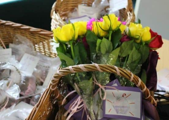 Flower stems were wrapped with individual messages from the pupils