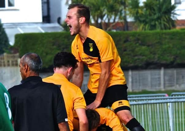 Littlehampton celebrate a goal during their league win at home to Pagham last season