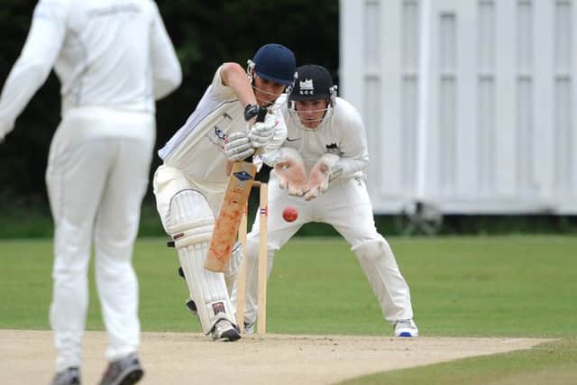 Cricket: Sussex League Premier Division: East Grinstead (batting) v Roffey. Regan Derham batting . Pic Steve Robards  SR1623311 SUS-160108-122109001