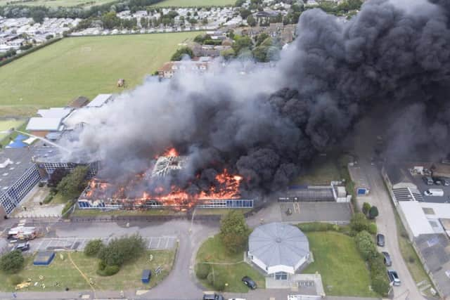 The fire at Selsey Academy. Picture by Eddie Mitchell