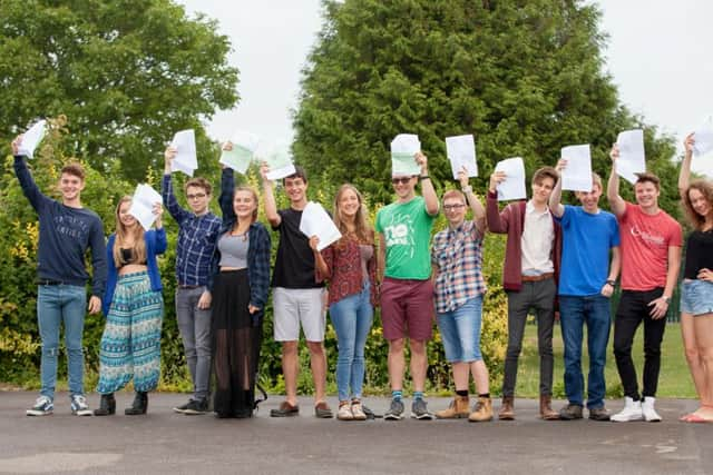 Students at Steyning Grammar School Sixth Form College celebrating their results