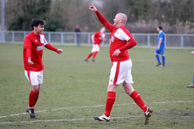 Dave Herbert (left) hit a hat-trick for Arundel against Storrington last night