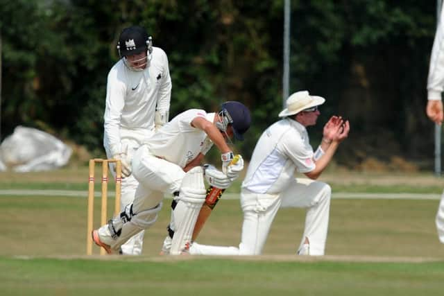 Cricket  Roffey (bowling) v Horsham. Tom Clark survives a close deilvery. Pic Steve Robards  SR1624298 SUS-160829-130141001