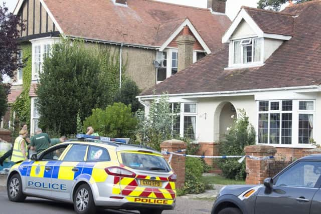 Emergency services were called to a chemical incident at Grove Road in Worthing yesterday, where an 18-year-old man died. Picture: Eddie Mitchell