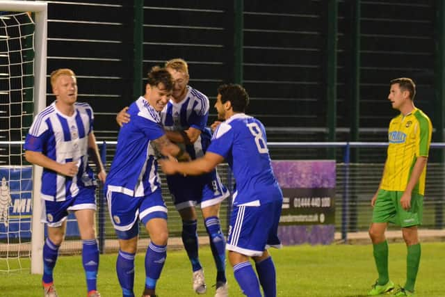 Nathan Cooper celebrates his goal. Picture by Grahame Lehkyj