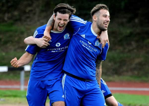 Football, Southern Combination League, Premier Division: Broadbridge Heath v Eastbourne Town. Tiago Andpade scores. Pic Steve Robards  SR1628251 SUS-160926-131551001